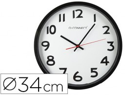 Reloj de pared Q-Connect marco negro 34 cm.